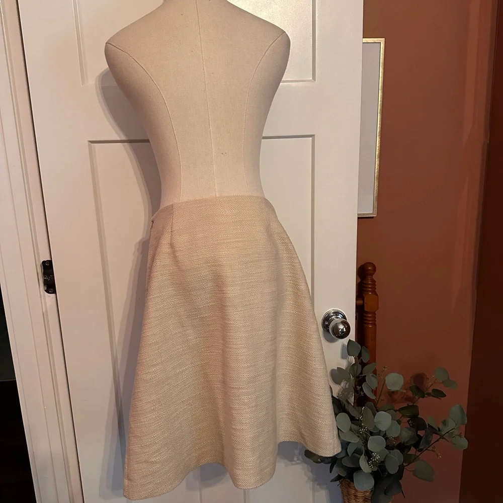Tory Burch Denise A-line cream silk lined 8 zipper tweed textured mini skirt - Picture 6 of 15